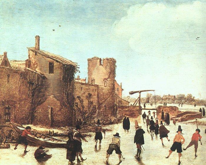 Esaias Van de Velde Skaters on the Moat by the Walls China oil painting art
